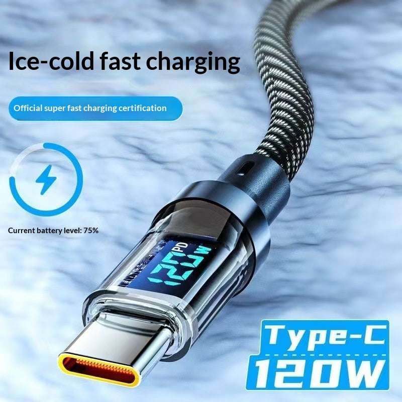 120W Digital-display Fast-charging Cable With Smart Power-off Feature