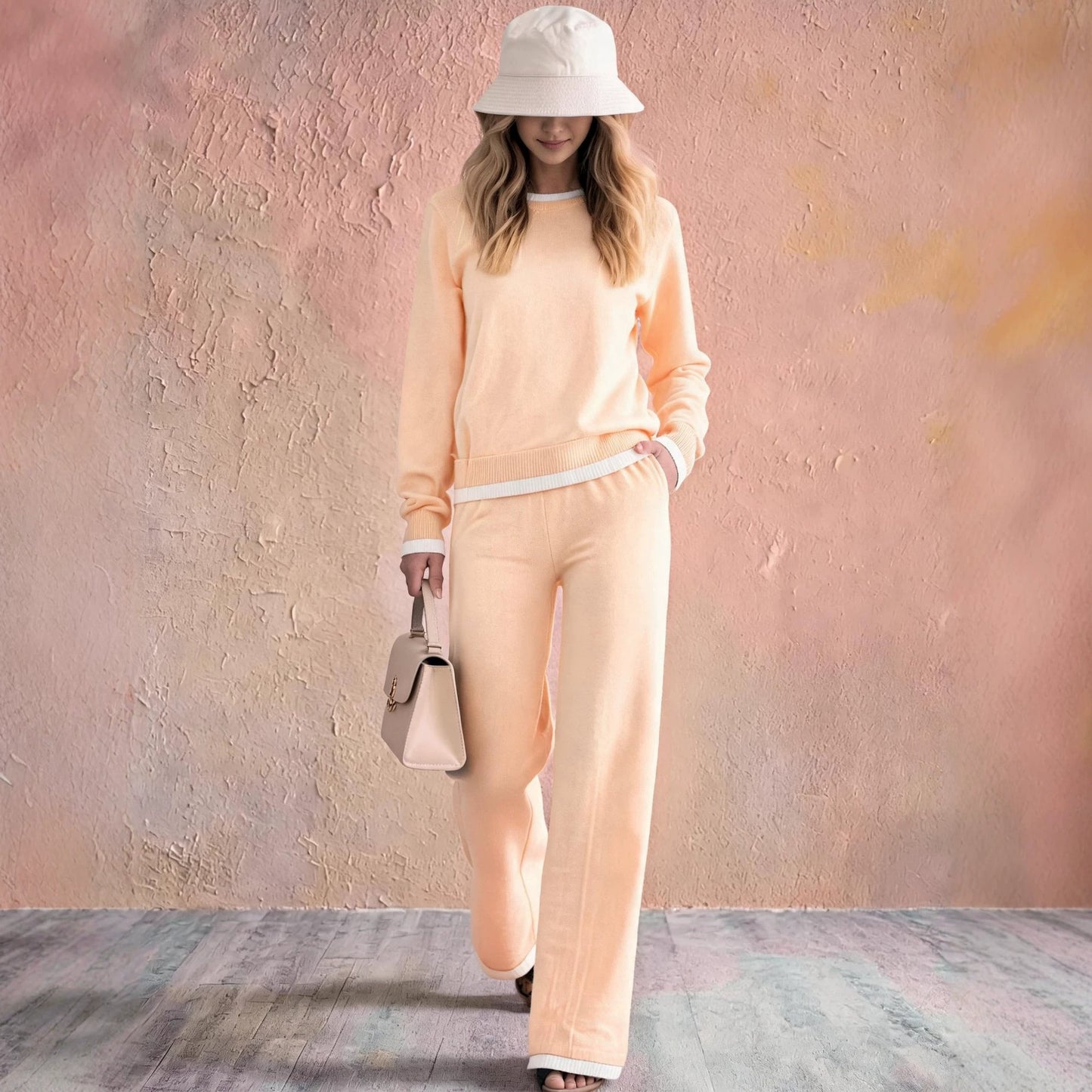New Fallwinter White Edged Sweater Set