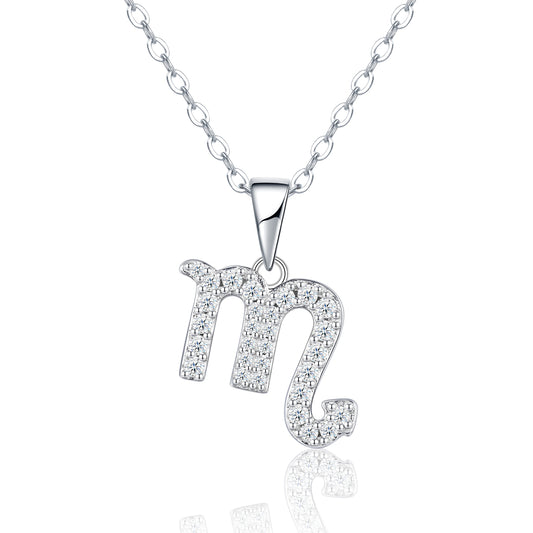 S925 Sterling Silver Scorpio Necklace For Women  D Color VVS1 Moissanite Zodiac Pendant, 3.4g Platinum Plated Astrology Jewelry With GRA Certificate, Perfect Birthday & Anniversary Gift Box Set For H