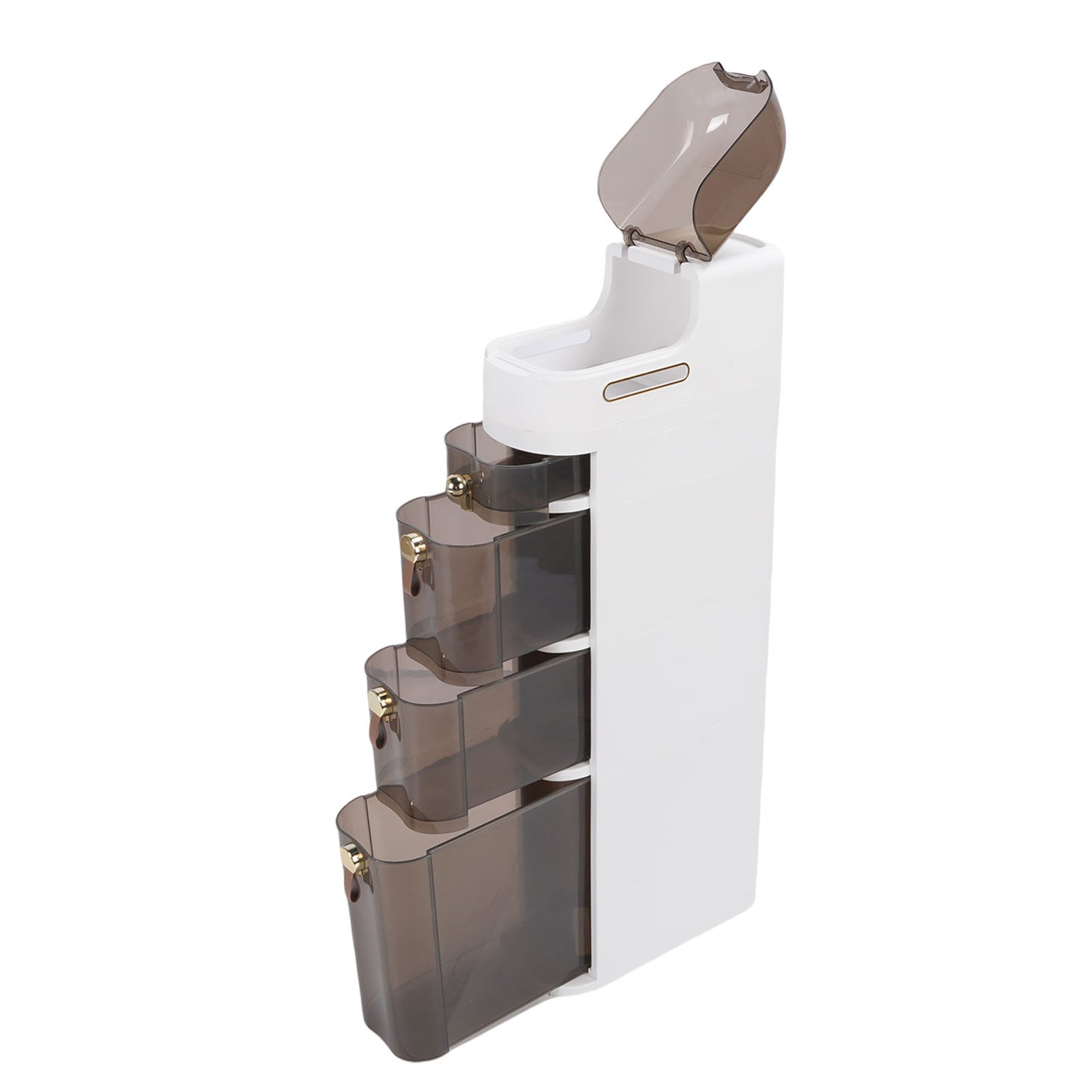 Bathroom Storage Cabinet PP PC Narrow Slim Organizer Small Corner Cabinet With 4 Wheels For Toilet Paper Kitchen Laundry 5 Layer