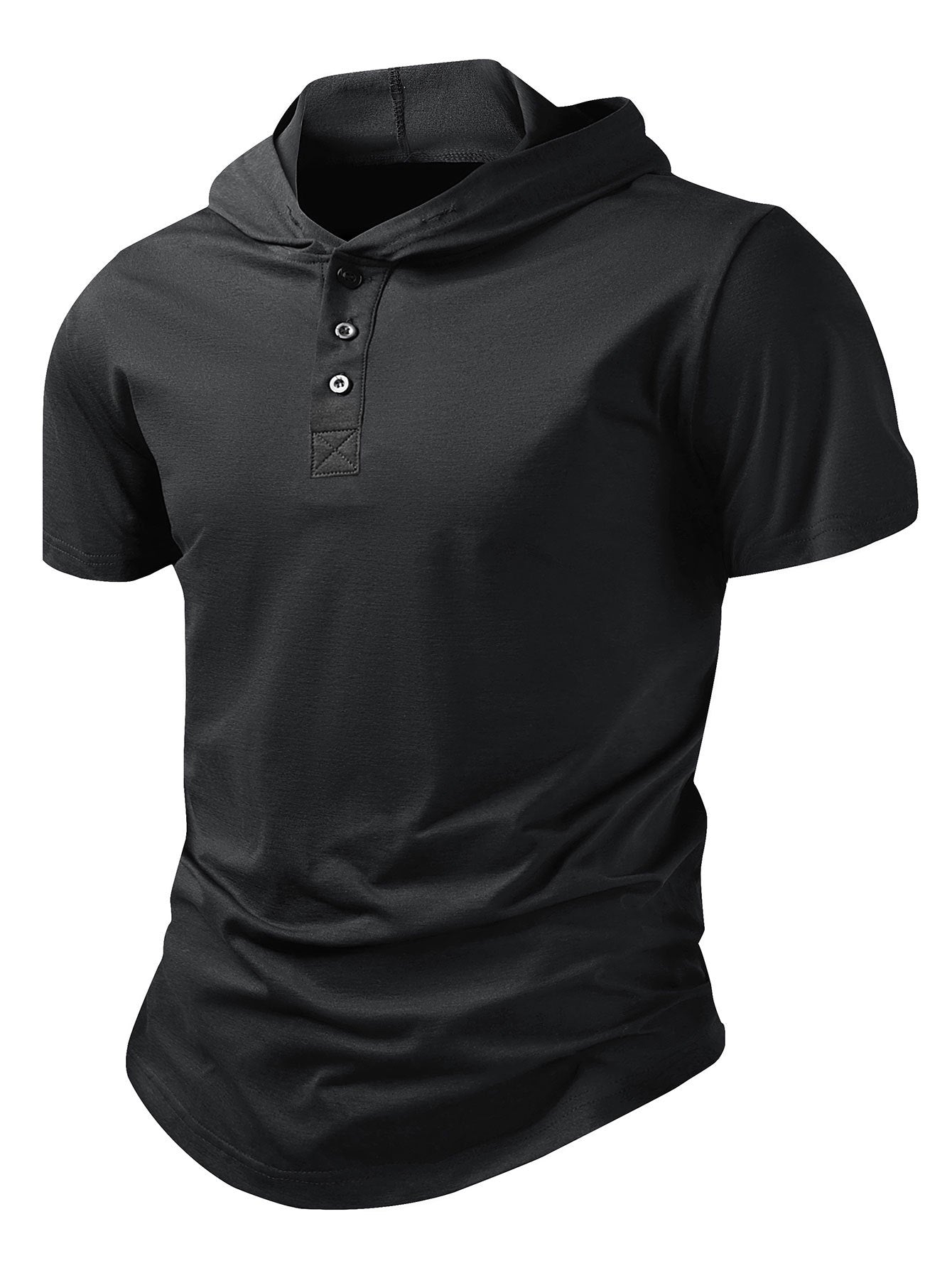 Mens Short-Sleeved Hoodie For Casual Sports And Fitness