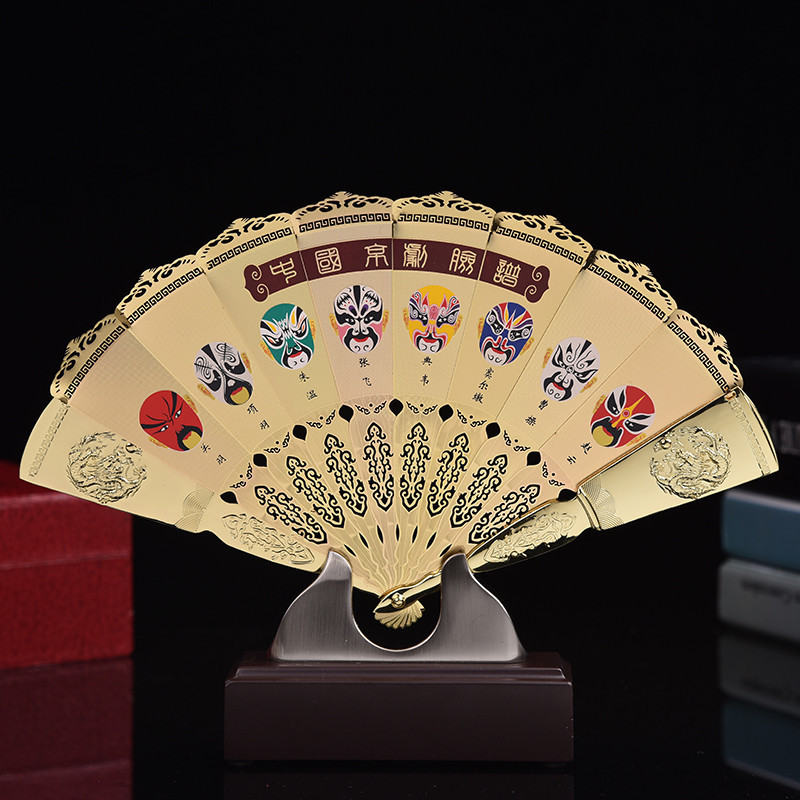 Three-dimensional Gold Fan Peking Opera Facial Makeup Ornamentunique Chinese-style Craft Decoration