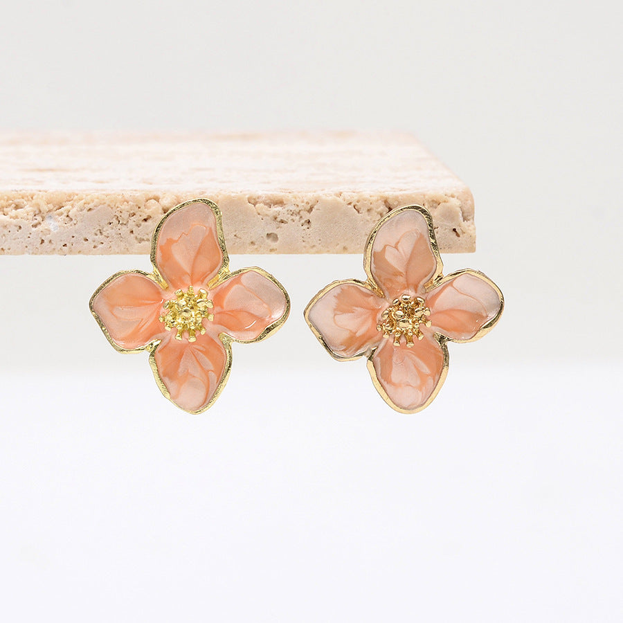 Korean Style Green Flower Fashion Elegant Earrings