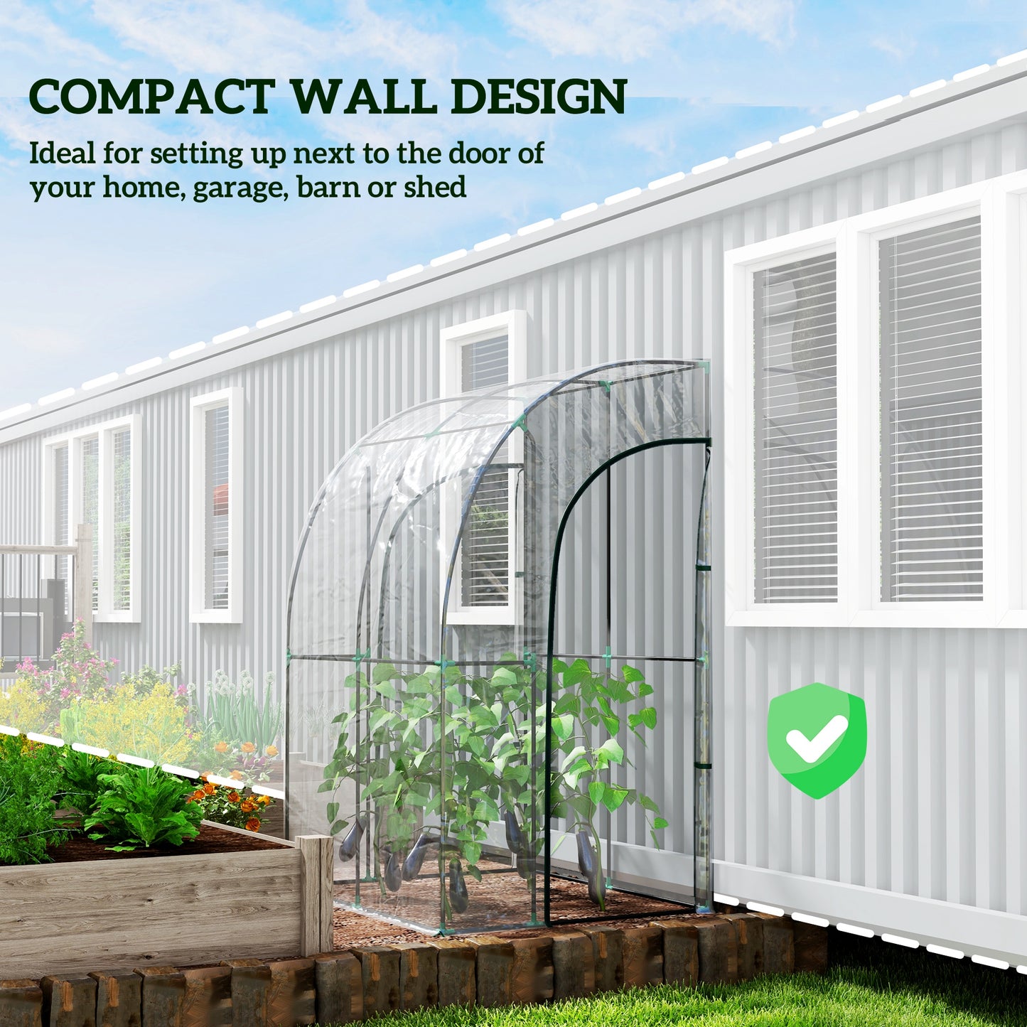 143cm X 118cm Walk-In Lean To Greenhouse, With Accessories