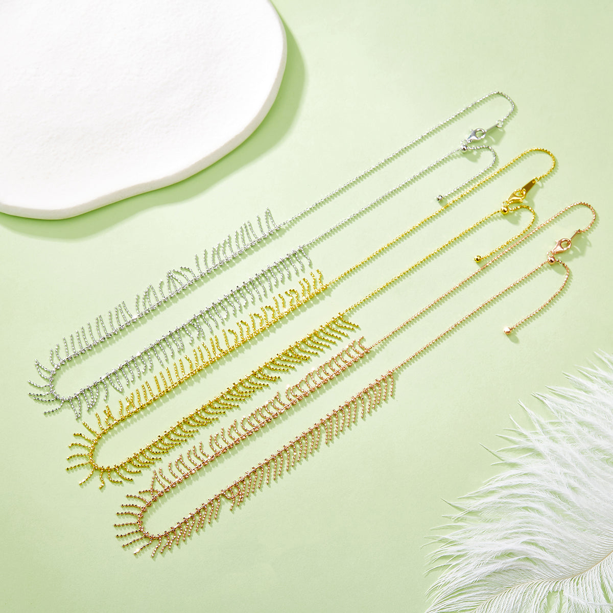 S925 Sterling Silver Tassel Necklace For Women 45cm Adjustable 3.9g Lightweight 10.5mm Wide Platinum Gold Rose Gold Plated Gift Box