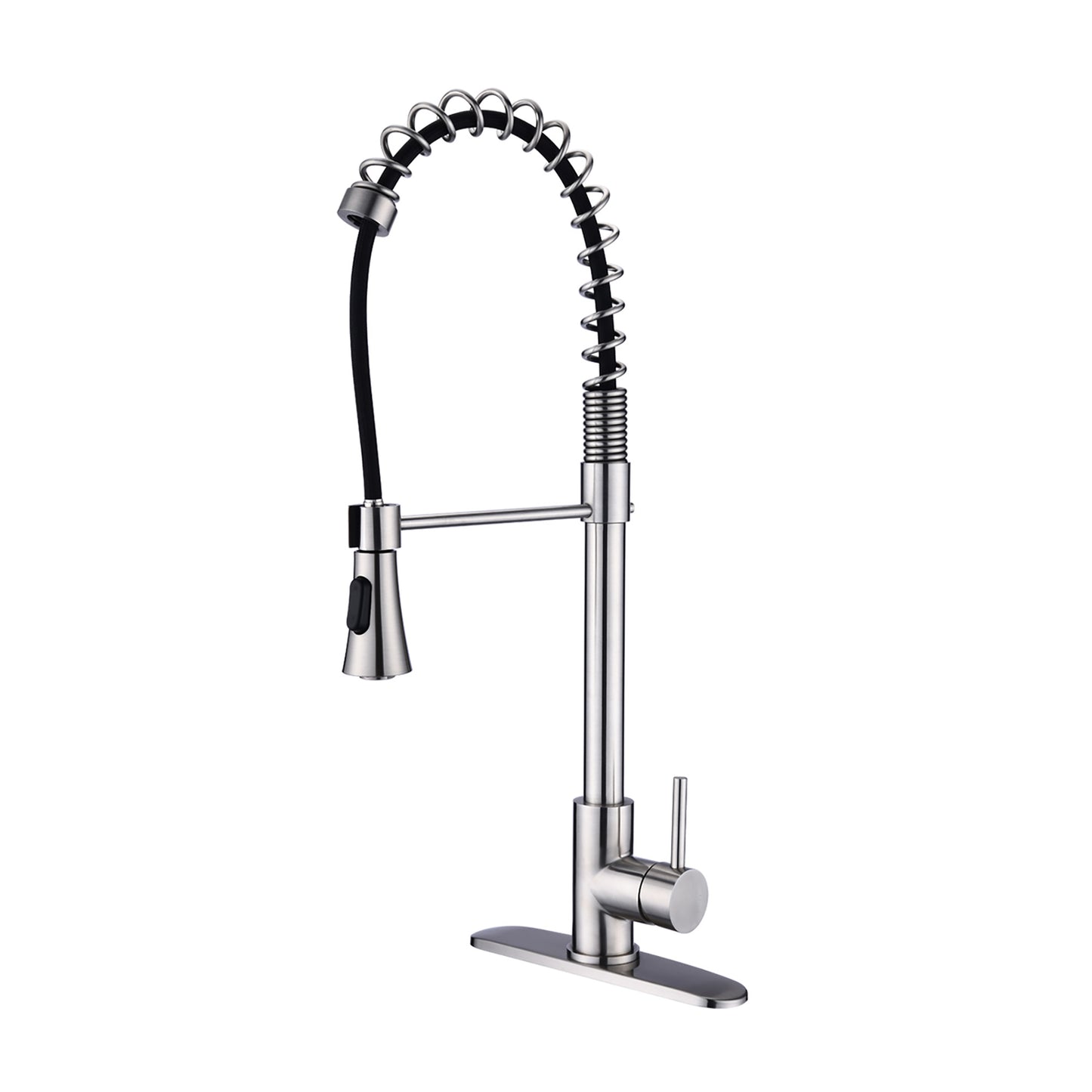 Brushed Nickel Single Handle Commercial Modern Spring High   Kitchen Faucet Water Filter System Bends As You Want