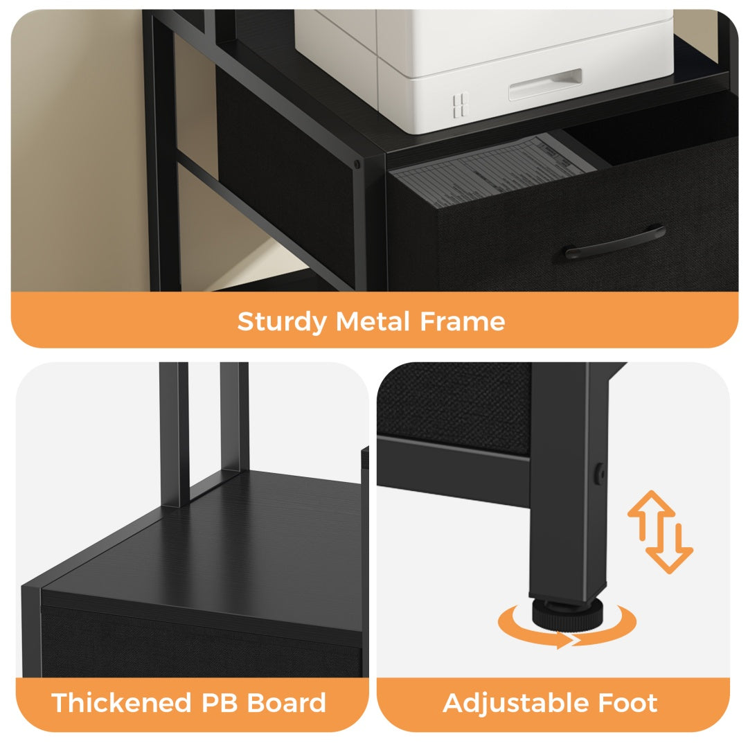 67-inch Computer Desk, Equipped With 5 Drawers And A Monitor Stand. The Gaming Table Comes With LED Lights And Power Sockets. The Printer Cabinet.
