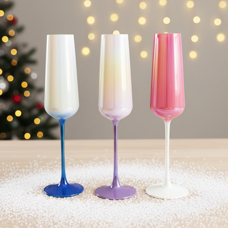 French Style Stemmed Glass Champagne Flute - Elegant Sparkling Wine Sweet Dessert Cocktail Glass for Home Bar Party