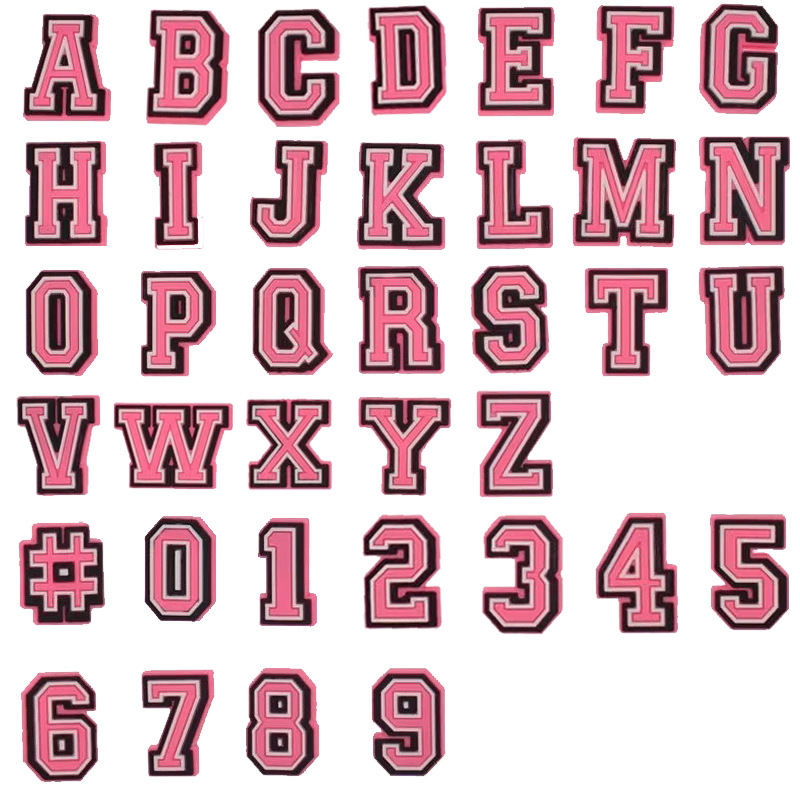 Pink 26 English Letters And Numbers Hole Shoes Shoe Ornament DIY Shoe Accessories