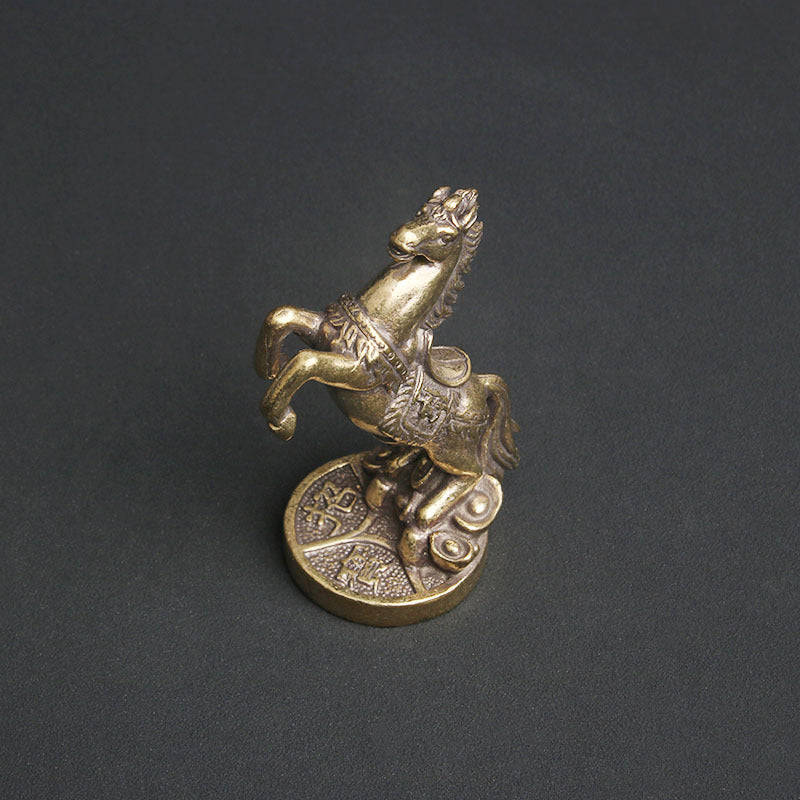 Retro Brass Galloping Horse Stepping On Ingot Creative Desk Ornament