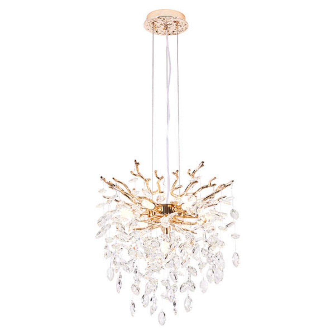 Modern Tree Branch Crystal Chandelier Luxury Gold Crystal Pendant Lighting 18in Contemporary 7-Light Chandeliers For Dining Room Kitchen Bedroom Living Room Bulb Is Not Including