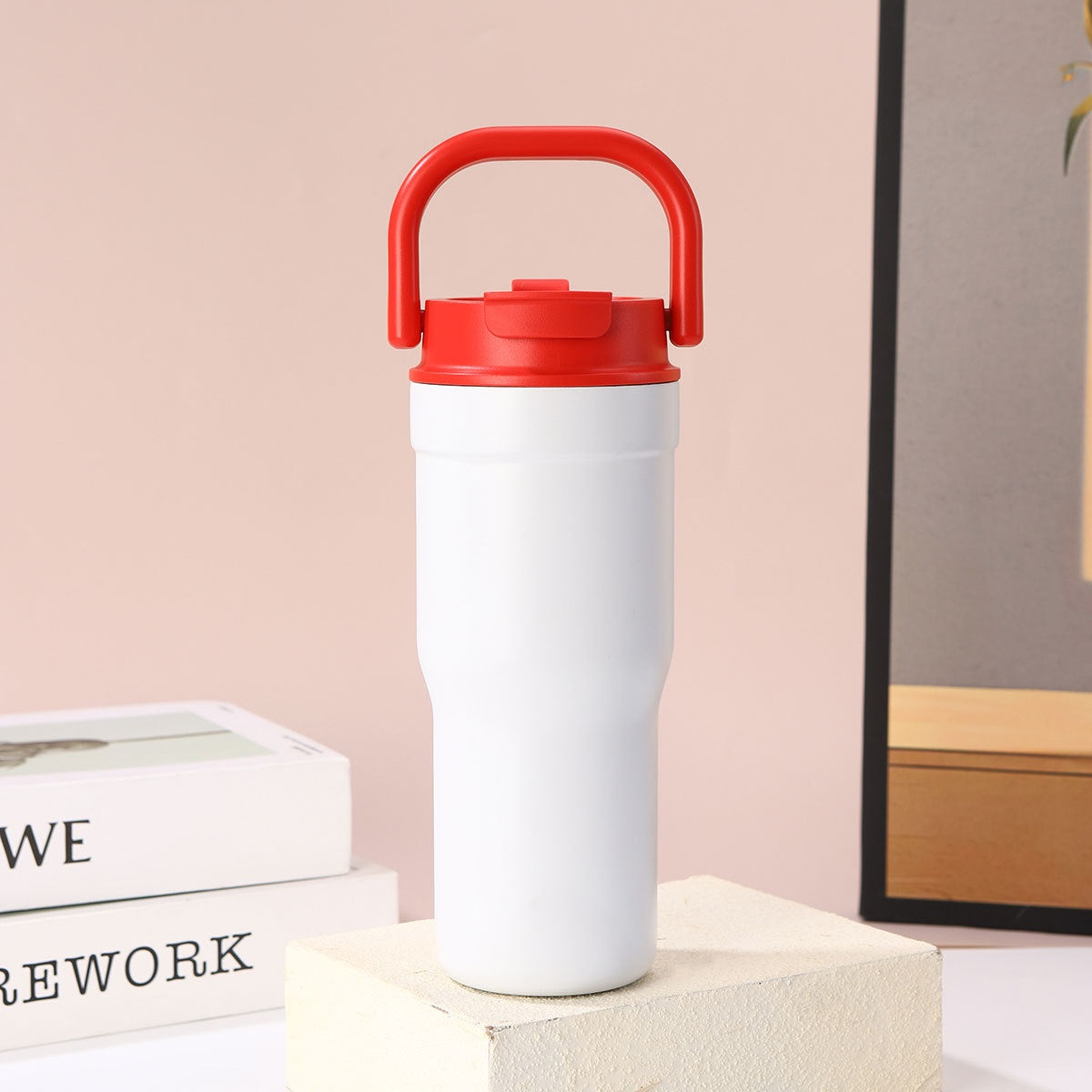 Outdoor Portable Large-Capacity Straw Cup Stainless Steel Mug