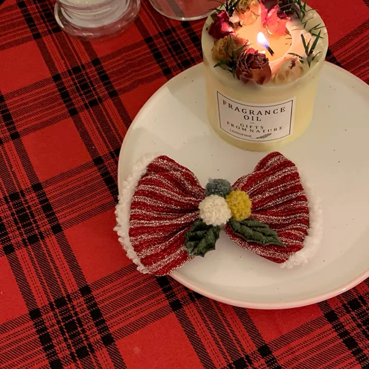 Red Cute Christmas Hat Headband Women's Plush Hair Clip Hairpin Hair Accessories Headwear