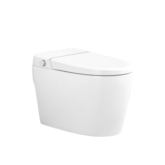 Smart Toilet Bidet Combo With Foot Sensor Open Cover Seat, Self-Cleaning Nozzle, Heated Seat, Night Light, Knob Control, Power Outage Flushing, Soft Close, Auto Flush, With Remote Control