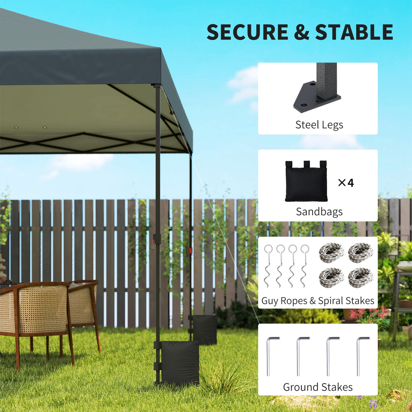 10 x 10 ft Pop Up Canopy Tent with One Push Setup, Outdoor Portable Instant Canopy Shelter w/ Roller Bag, Dark Gray