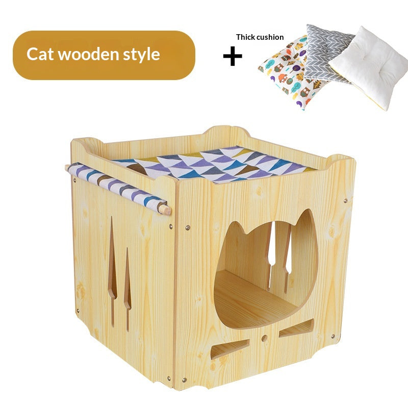 Four-season Stackable Wooden Cat Bed For Home Use