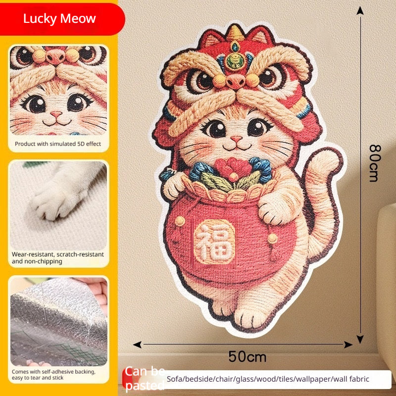 Best-selling Cartoon 5D Cat-scratch Wall Sticker
