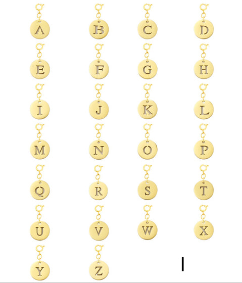 Titanium Steel Bracelet And Necklace Accessories 26-letter Charm Pendants Hand-polished In Gold