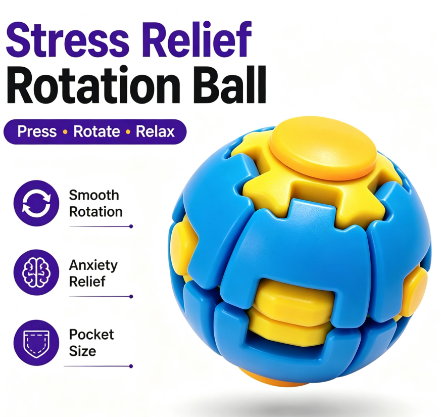 HelixCore Spiral Rotating Fidget Ball, 3D Printed Finger Spinning Stress Relief Fidget Spinner, Hand Grip Strength Training Squeeze Toy, Ideal Holiday Gift For Kids & Adults