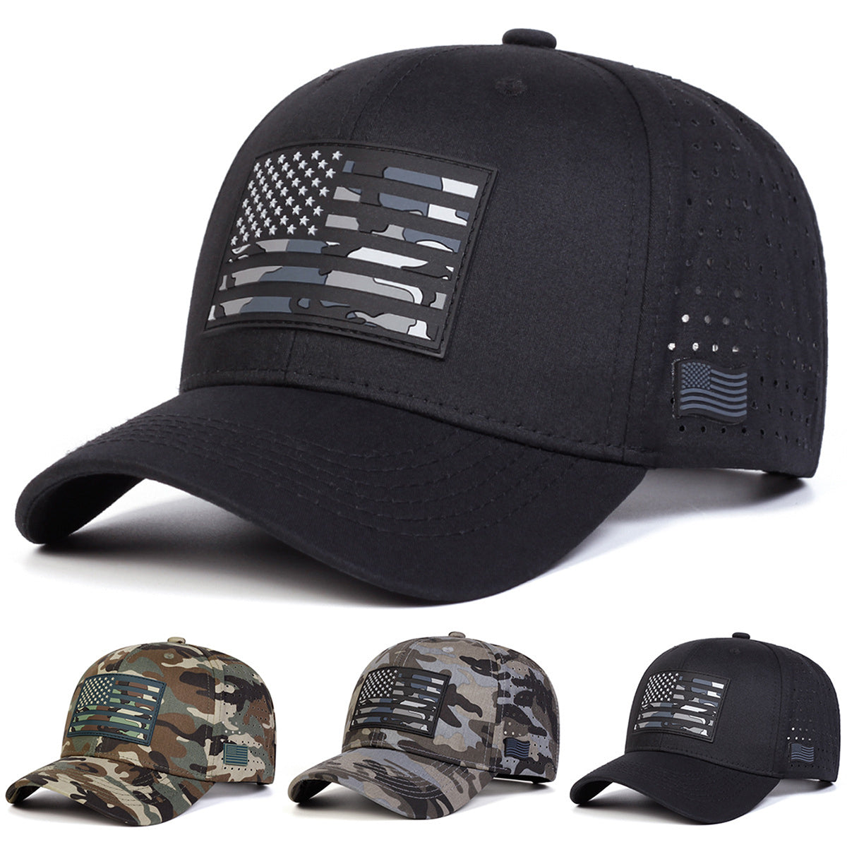 Three-dimensional American Flag Printed Mesh Breathable Adjustable Trendy Fashion Baseball Cap Suitable For Outdoor Outings And Travels