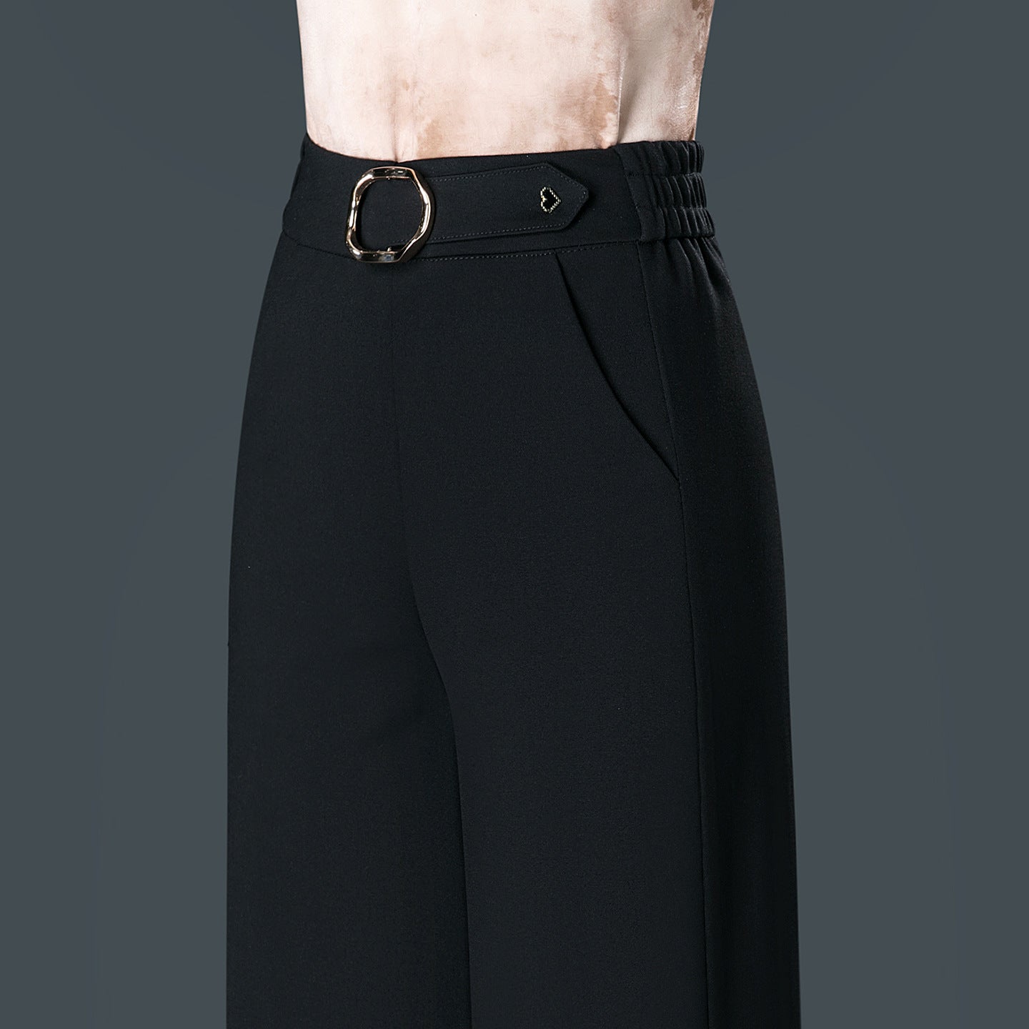 Spring Womens New Arrival Loose-fitting Straight-leg Versatile Black Wide-leg Pants