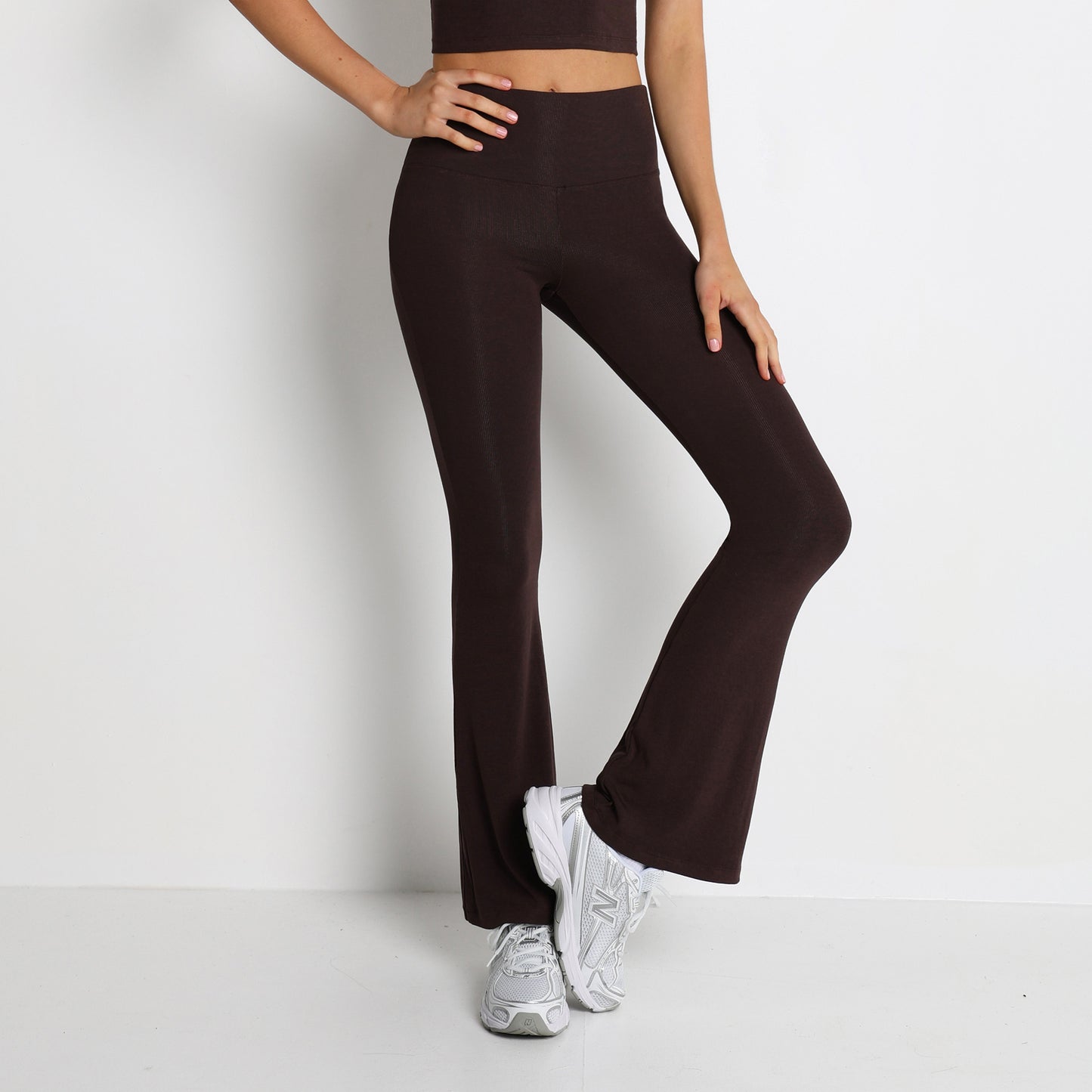 Thread Short Sleeve Slim Fit Breathable Bell-bottom Pants Fitness Yoga Wear