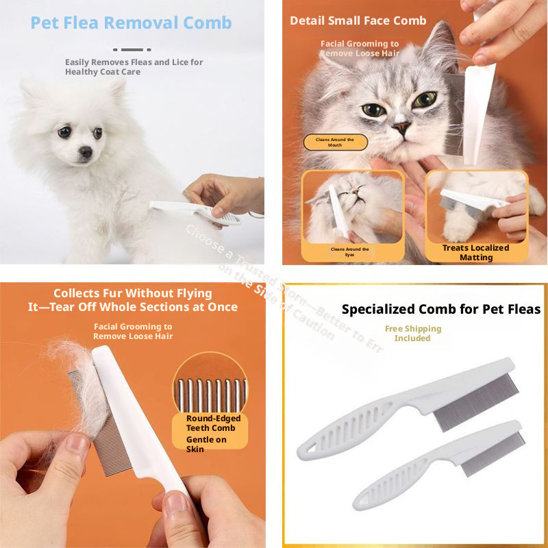 Pet Comber-White 14cm-1 handle