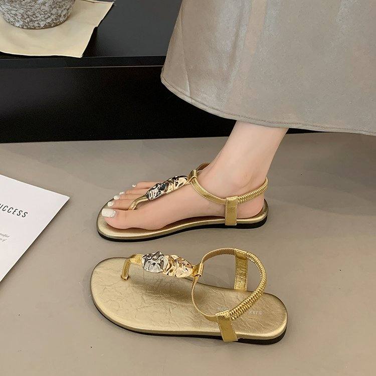 Women's Flip Flop Sandals, Fashion Internet Celebrity Flat Open Toe Beach Strap Roman Sandals For Outdoor Summer Wear