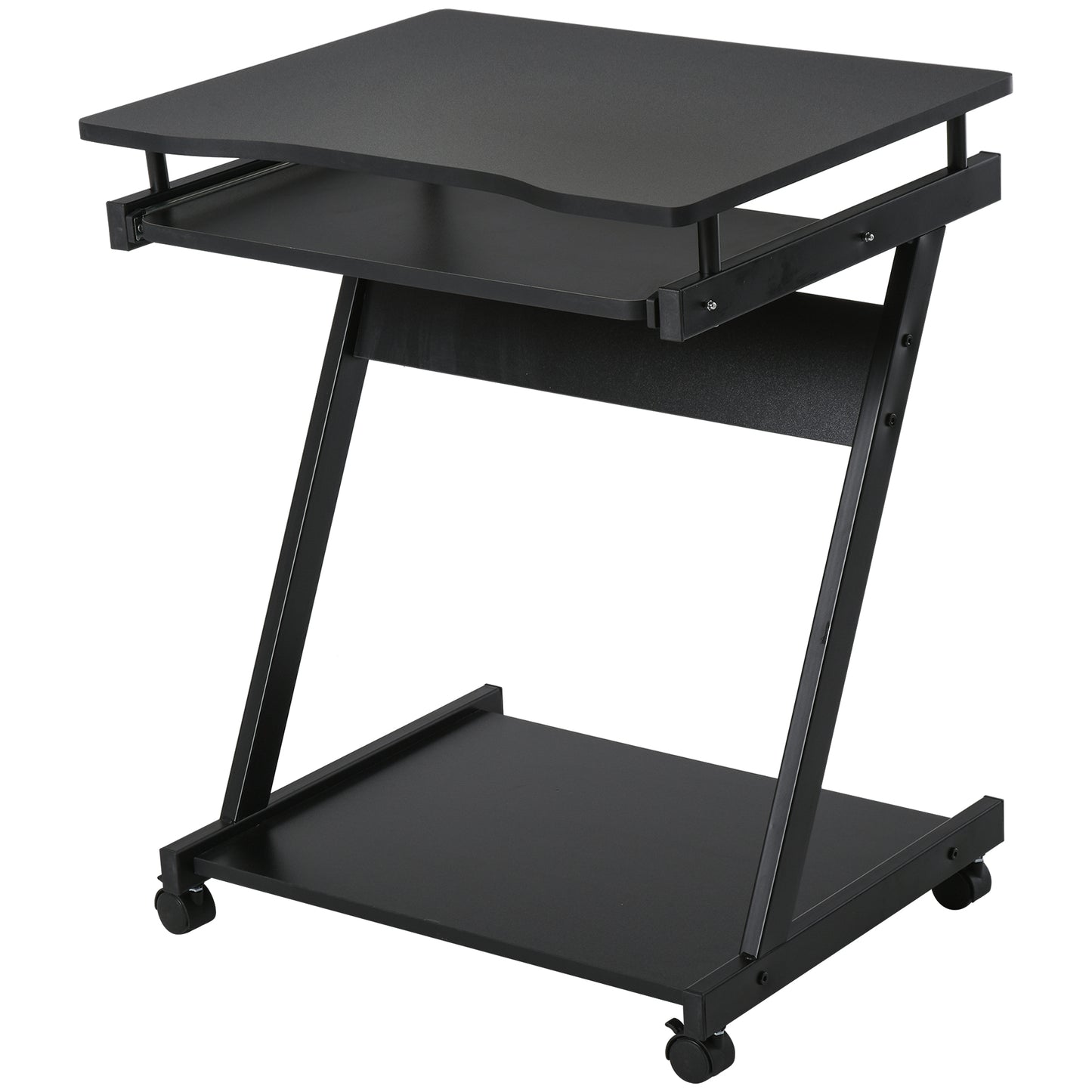 Movable Computer Desk With 4 Moving Wheels Sliding Keyboard Tray Home Office Workstation Black