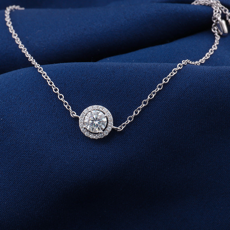 S925 Silver Moissanite Round Bag Micro-inlaid Round Moissanite Electroplated K Platinum Bracelet For Women