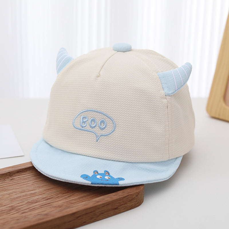 The New Boys And Girls' Horn-shaped Decorative Cartoon Monster Kids' Baseball Cap With A Cute And Casual Style Is Suitable For Babies Around 1 Year Old.