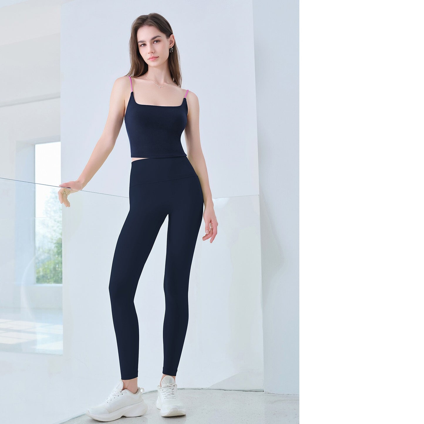 Color-blocked Casual Women's Yoga Camisole Vest For Sports And Fitness, Thin Straps, Back-flattering Design, Anti-chafing, Suitable For Outer Wear