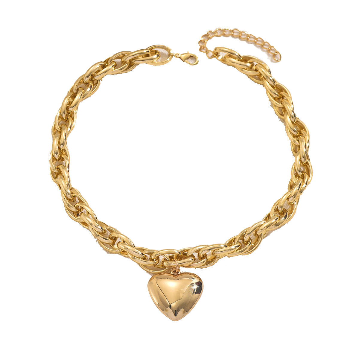 2026 New Arrival Cross-border European American Women Jewelry, Geometric Heart Shape Pendant Necklace, Versatile High-end Clavicle Chain For Ladies