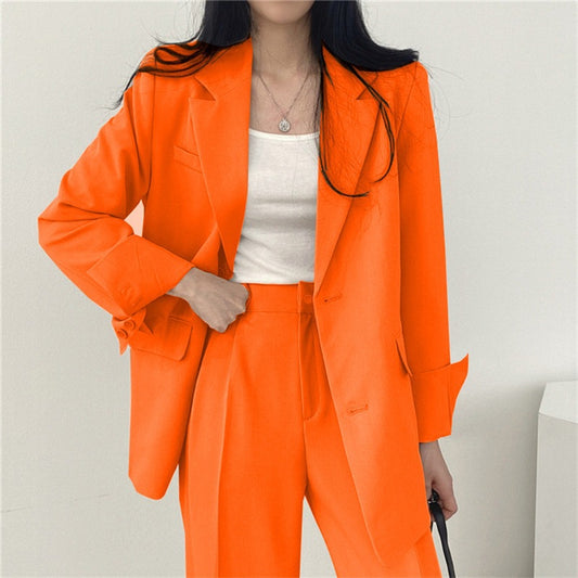 Womens Solid-color Loose-fitting Korean-style Versatile Blazer