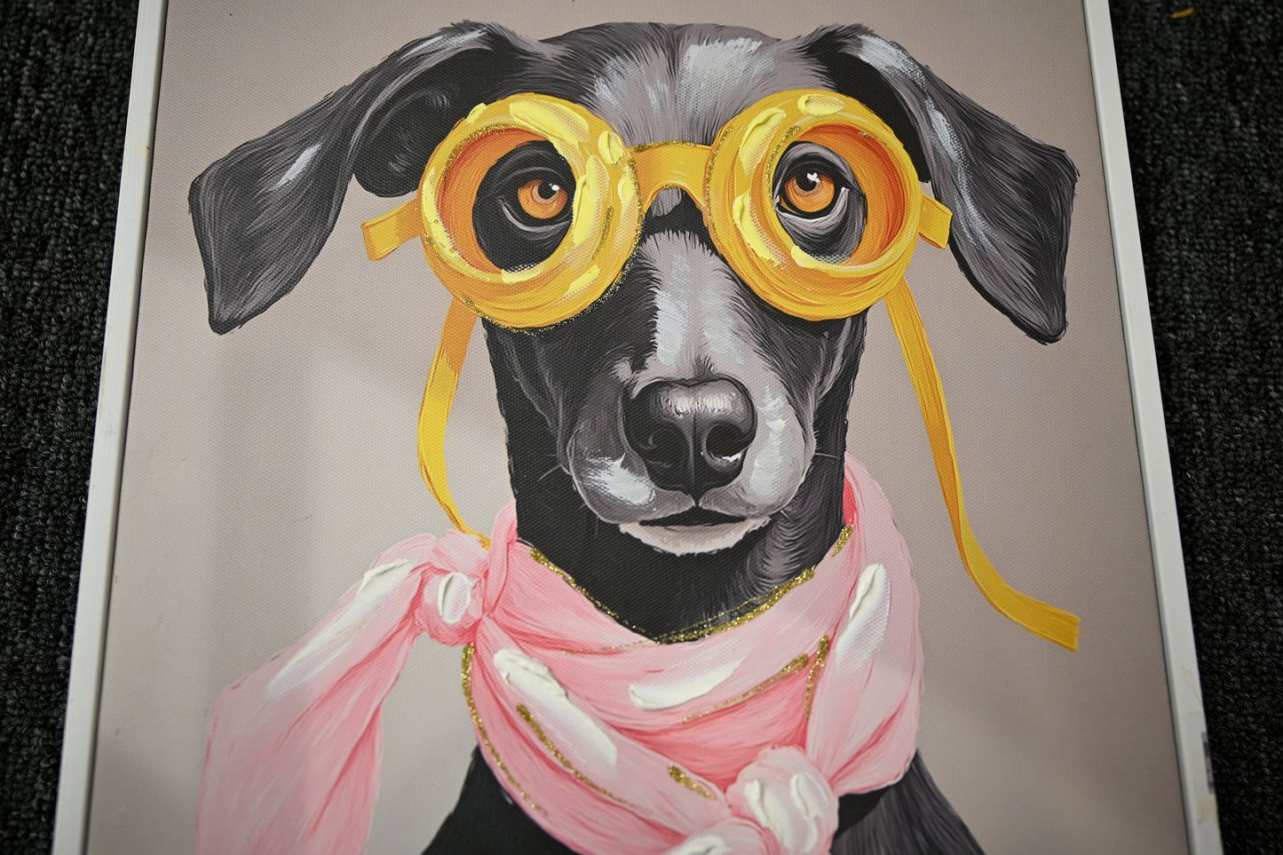 Vacation Day Puppy Wall Decor, Graphic Art Print On Wrapped Canvas Contemporary,Ready To Hang,Living Room,Bedroom Office, 16 X12