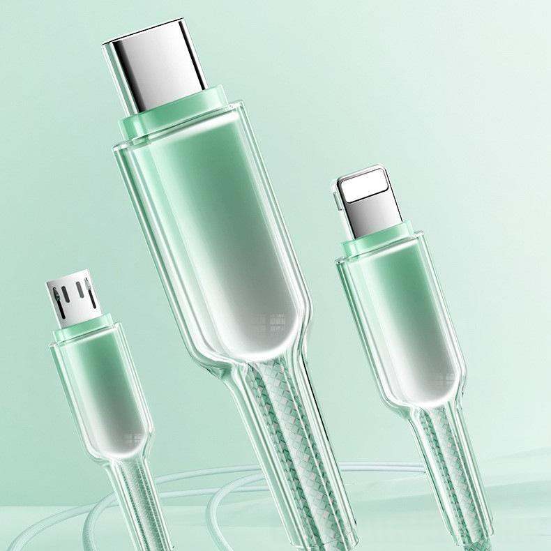 One-for-three Fast-charging Braided Data Cable With Ice-crystal Texture
