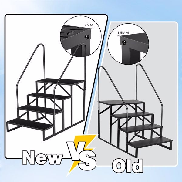 Swimming Pool Ladder Above Ground, RV Steps With Handrail, Heavy Duty Pool Step Hot Tub Steps, 660 Lbs Weight Capacity Camper Step Stool Mobile Home Stair For Getting High  4 STEP, 2 HANDRAIL