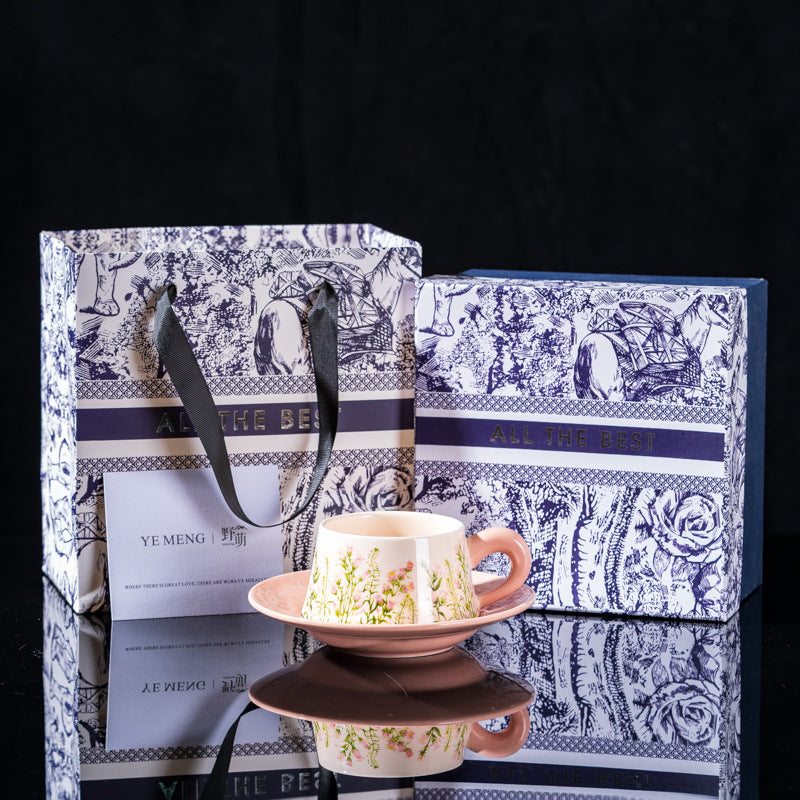 Affordable Luxury Original Iris Flower Ceramic Coffee Cup Gift Set