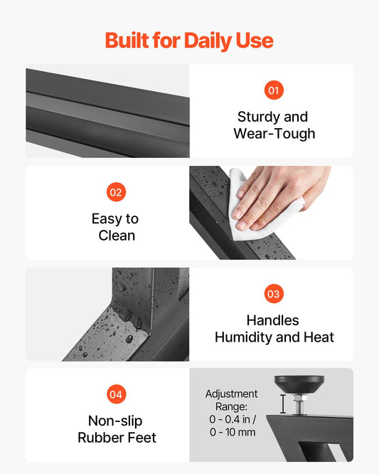 Table Legs, 29.1" H X 24" W Steel Furniture Legs, 2204 Lbs Max Load Heavy Duty, Easy Installation, Sturdy & Stable For Home Office Desk DIY, Coffee Dinner Bar Tables, Workbench,Set Of 2, Black