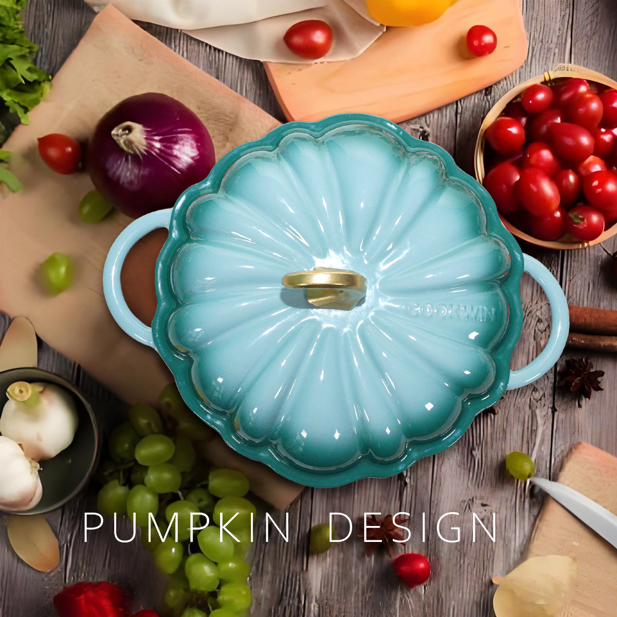 Pumpkin Enameled Cast Iron Dutch Oven With Lid, 4.5 QT Dual Handles And Heavy Duty Pot, Oven Safe Up To 500 For Bread Baking, Braising, Cooking And Family Gifts