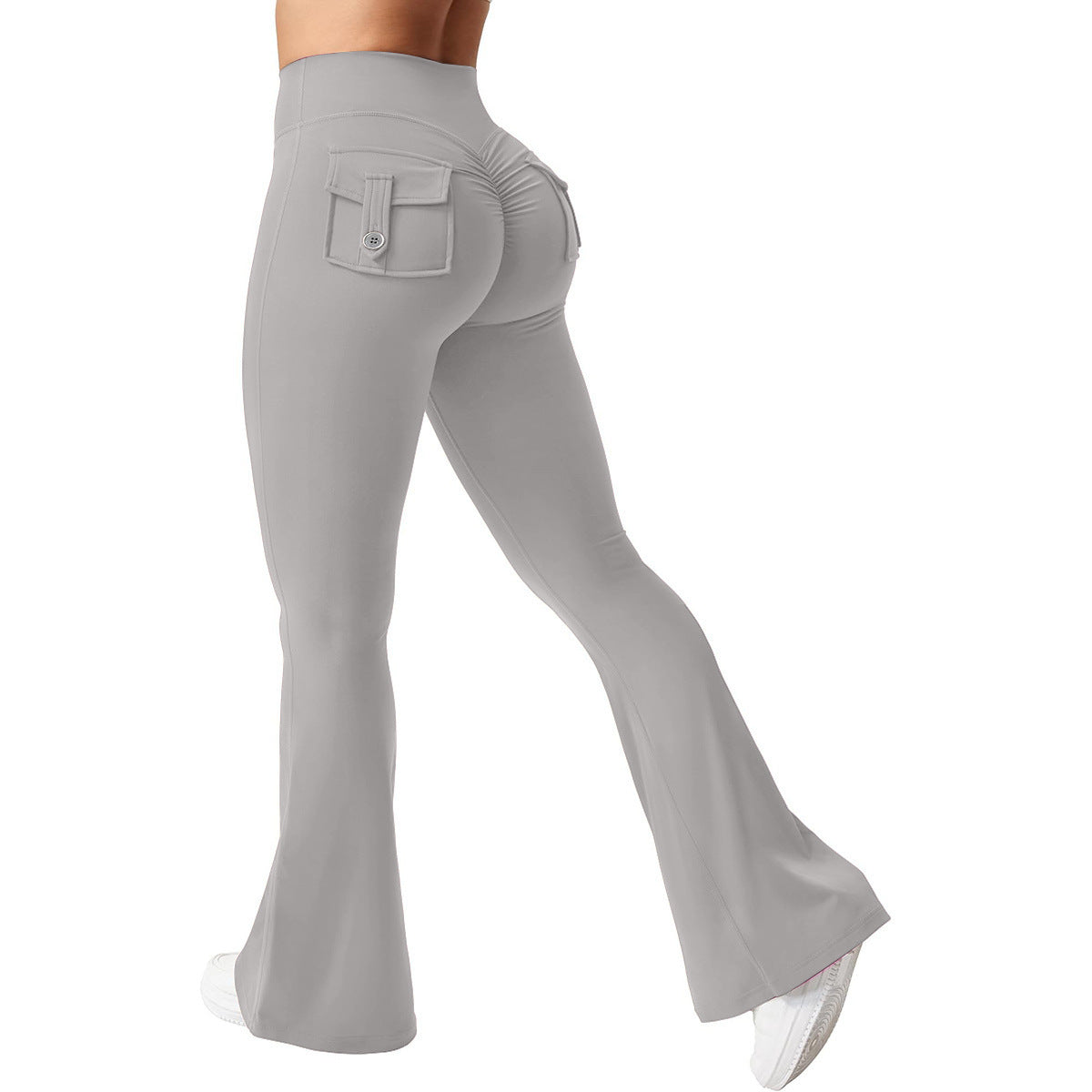 Elastic Stretchy Flared Pants, Quick-Dry Yoga Wear, Slimming Fitness Style Casual Long Pants, Sports Flared Pants