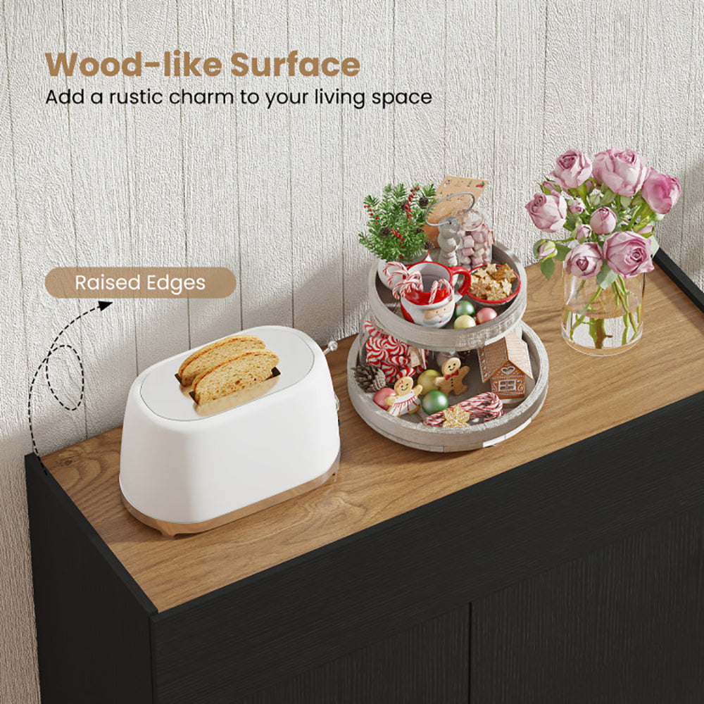 Sideboard Buffet Cabinet With Storage Wooden Kitchen Storage Cabinet  With 2 Anti-toppling Devices For Kitchen, Dining Room And Living Room