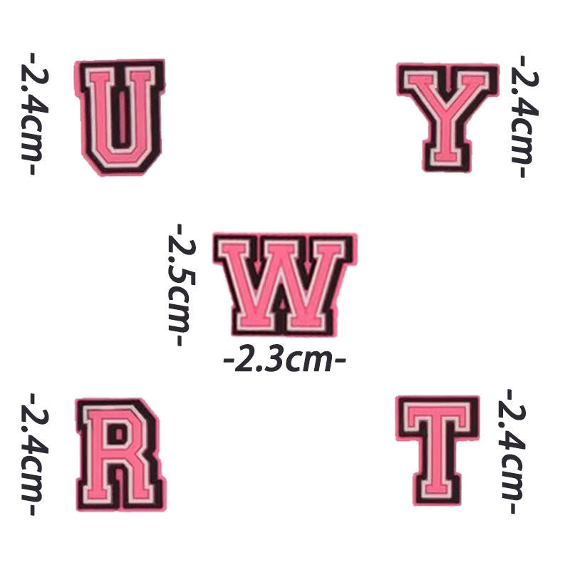 Pink 26 English Letters And Numbers Hole Shoes Shoe Ornament DIY Shoe Accessories