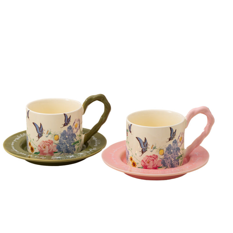 Butterfly Coffee Cup And Saucer Gift Set Ceramic Mug