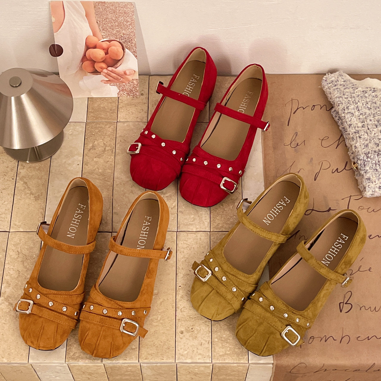 Women Vintage Mary Janes, 2026 Summer New, Inner Wedge Square Toe Ballet Flats, Versatile Flat Slip-On Shoes