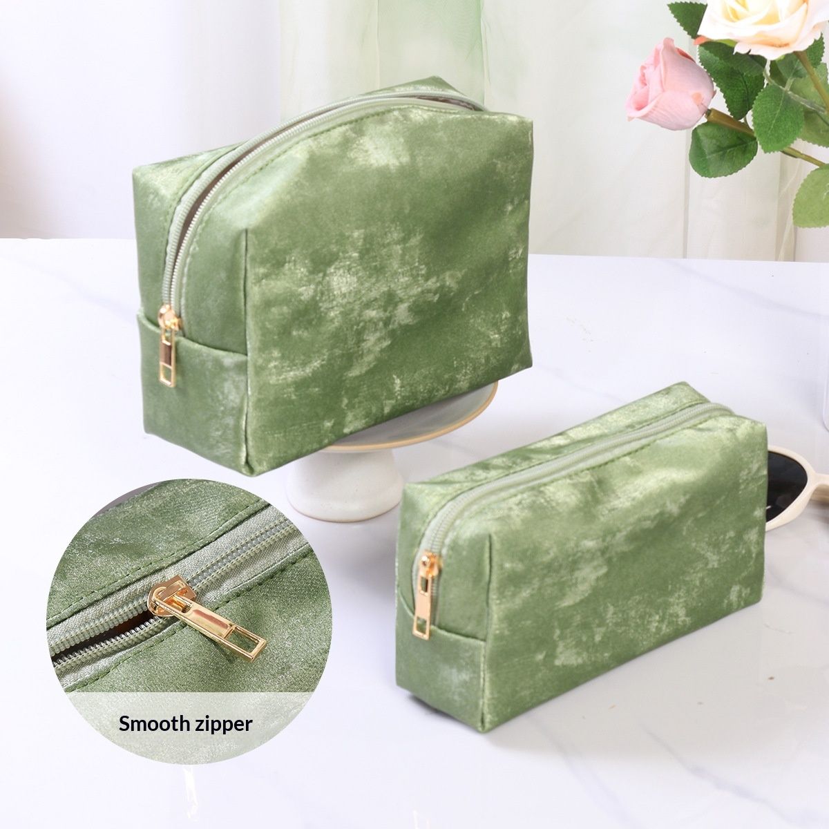 Leather Chinese-style Makeup Bag Portable Lipstick Case On-the-go PU