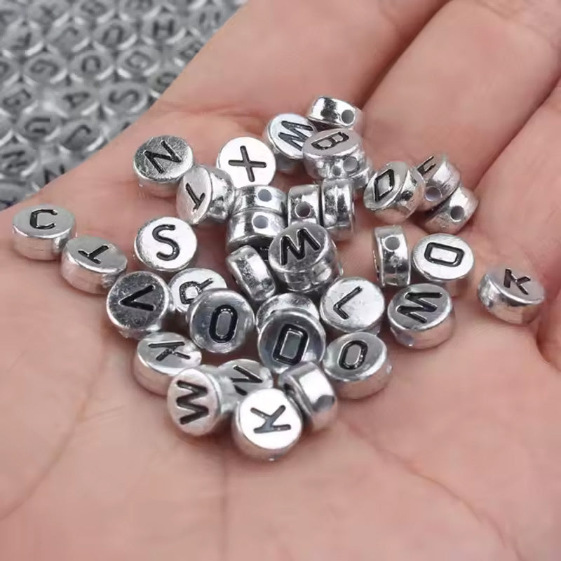 800pcs Silver Golden Bronze Colored Letter Beads  For Jewelry Making Bracelet Hair Braids Crafts