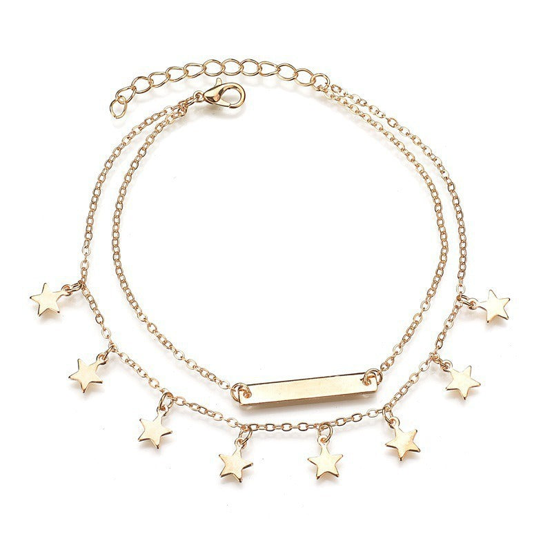 Design Sense Foot Ornaments Multi-layer Pendant Anklet Female Accessories