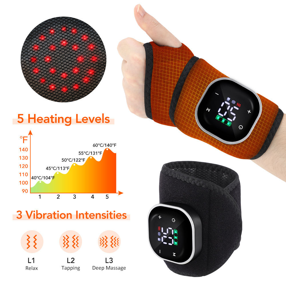 Cross-border Bestseller 5 Heat Settings 3 Vibration Modes Red-light Wrist Care