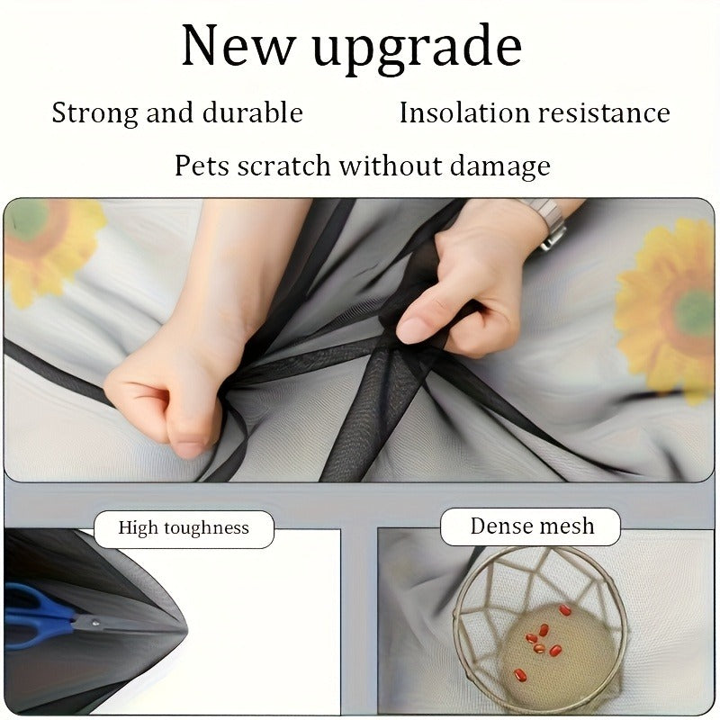Magnetic Screen Door, Sunflower Print Mesh Curtain With Lace Edge, Hands-Free Self-Closing Insect Mosquito Net, Keep Bugs Out Pet Friendly, Fits Single Door For Home Patio Kitchen Doorway